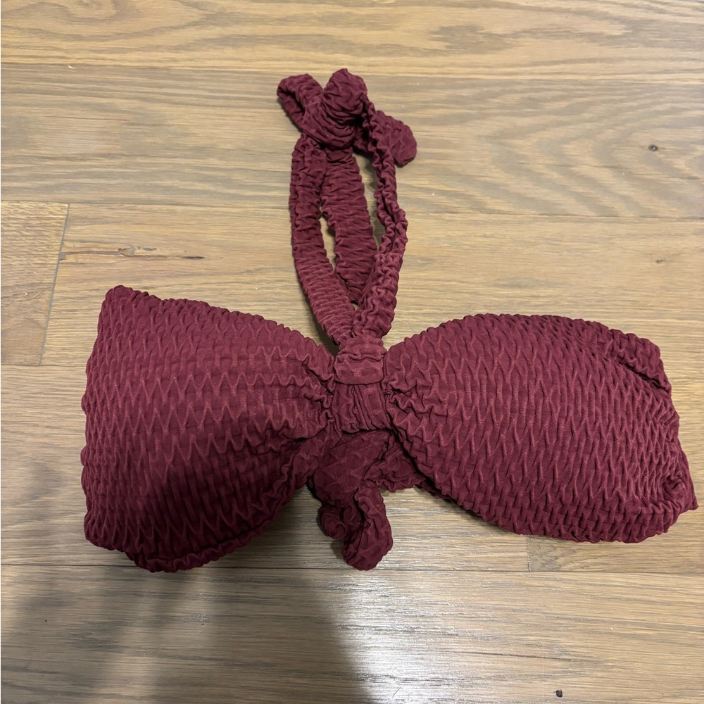 Textured Burgundy Bikini Top size xs Lisa reidt
